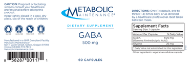GABA 500mg * Metabolic Maintenance Supplement - Conners Clinic